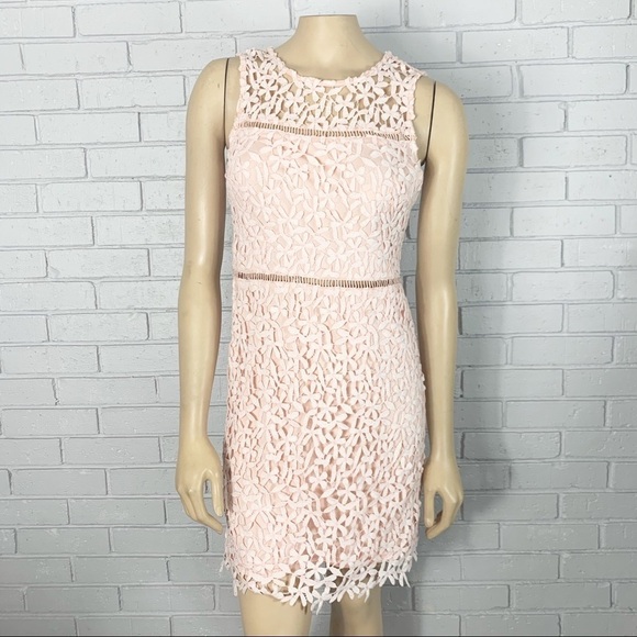 Aqua Women’s Blush Pink Floral Lace Dress - Size M - Picture 1 of 8